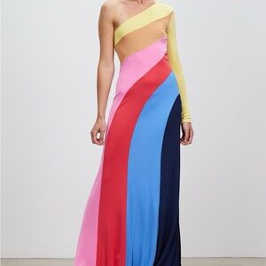 STAUD Multicolor One-Shoulder Dress